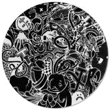 Stash Mix 3mm felt slip mat with a crazy black and white illustration