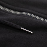 Close up detail of the Stash Mix Hoodie showing metal draw string caps